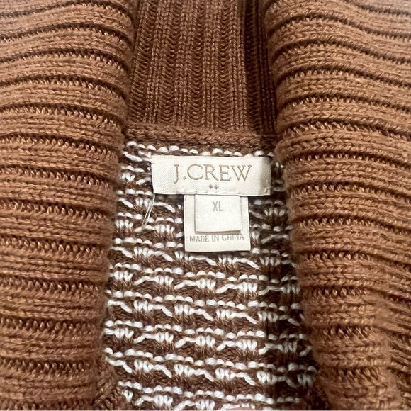 J. Crew Turtleneck Sweater Camel Brown White Pullover Textured Stripes Womens XL - Picture 7 of 7